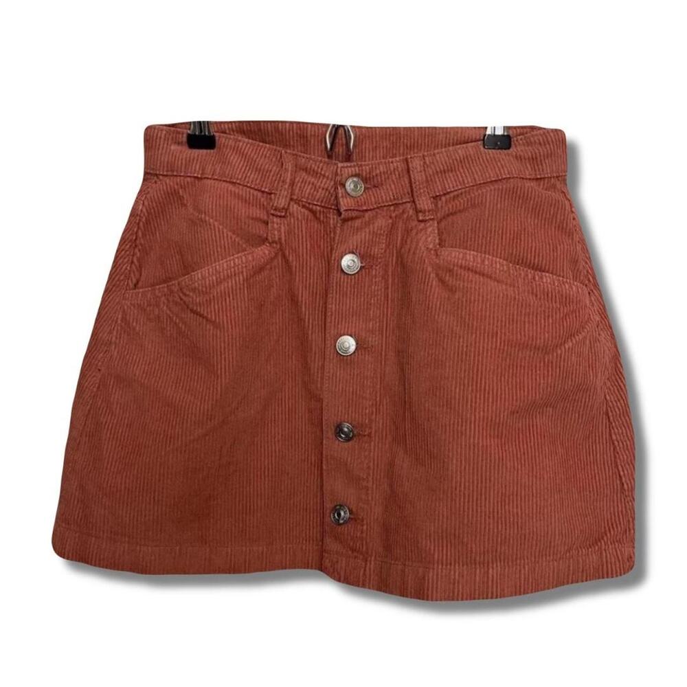 Free People orange corduroy mini skirt Size 2 - Picture 2 of 6